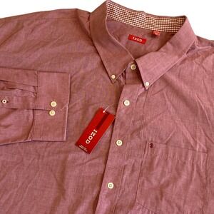 NEW Izod Big & Tall Shirt Mens 6XL Brick Red CVC Twill Long Sleeve B/D NWT